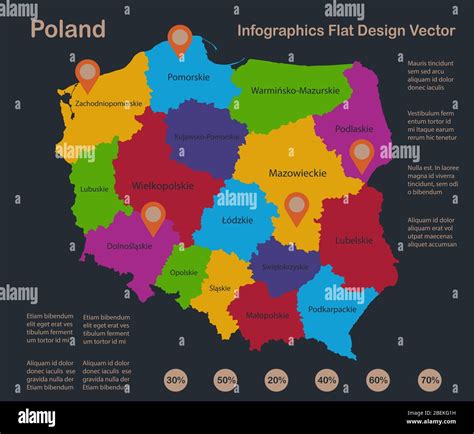 Infograf As Mapa De Polonia Colores Planos Con Nombres De Divisi N