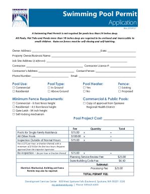 Fillable Online Swimming Pool Permit Fillable Application