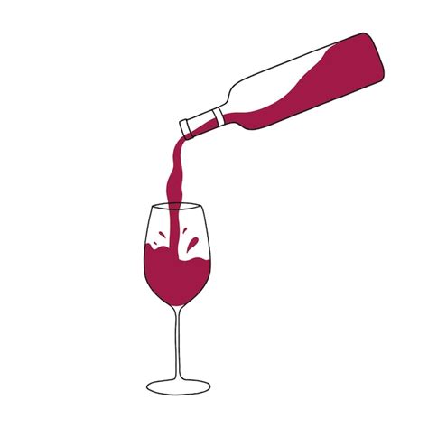 Le Vin Rouge Est Vers D Une Bouteille Dans Un Verre Illustration