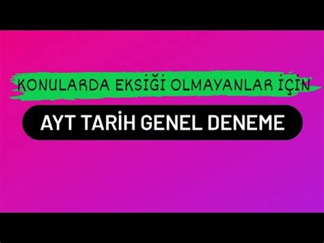 Derece Yapmak İsteyenler İçin AYT Tarih Genel Deneme YKS 2023 yks