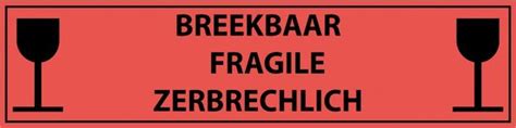 Breekbaar Talig Sticker Oranje Zwart X Mm Bol