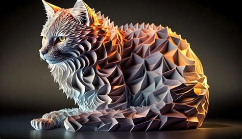 Premium AI Image | Beautiful Cat layered paper art ultra sharp details ...