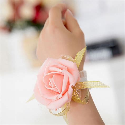 New Colors Bridesmaid Silk Rose Corsages Hand Flower Artificial