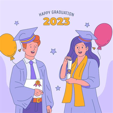 Premium Vector Hand Drawn Illustration For Class Of 2023 Graduation