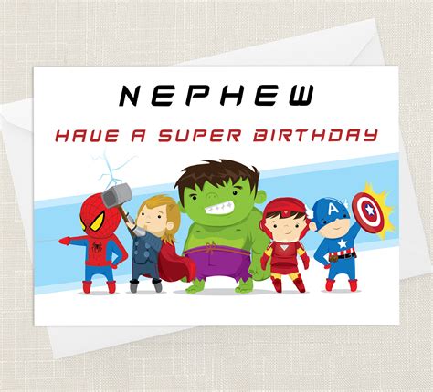 Nephew Have A Super Birthday Superhero Greetings Card With Envelope Hero Fathers Day Birthday