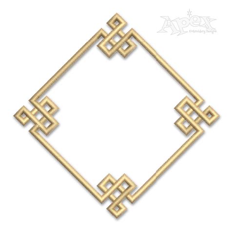 Chinoiserie Square Frame 4 Embroidery Design Apex Monogram Designs