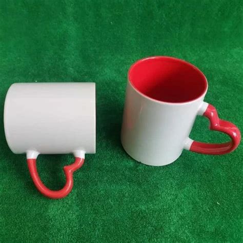 White And Red Round 24mm Plain Ceramic Coffee Mug For Ting