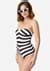 Barbie X Unique Vintage Black White Chevron Stripe One Piece Bathing Suit