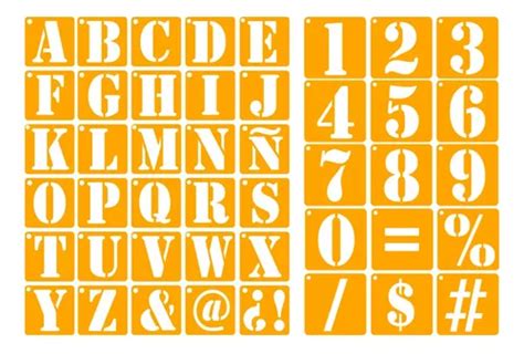 Juego Stencil Plantillas Abecedario Letras Y Numeros 7 Cm En Venta En