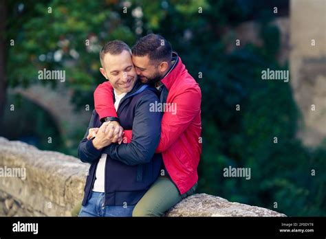 Gay Couple In A Romantic Moment Outdoors Stock Photo Alamy