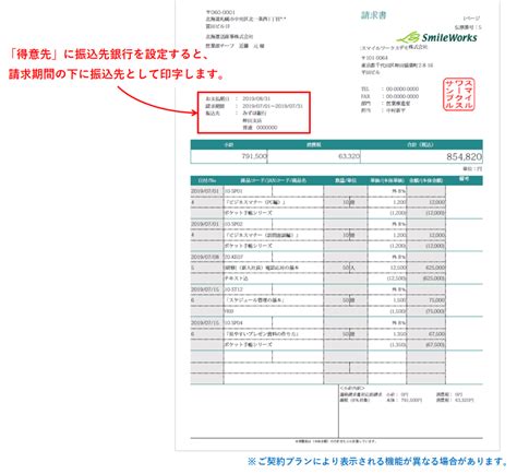 帳票ワンポイント 請求書に振込先を印字したい スマイルワークスヘルプセンター