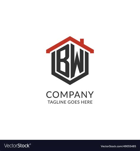 Initial Logo Monogram With Home Roof Hexagon Vector Image