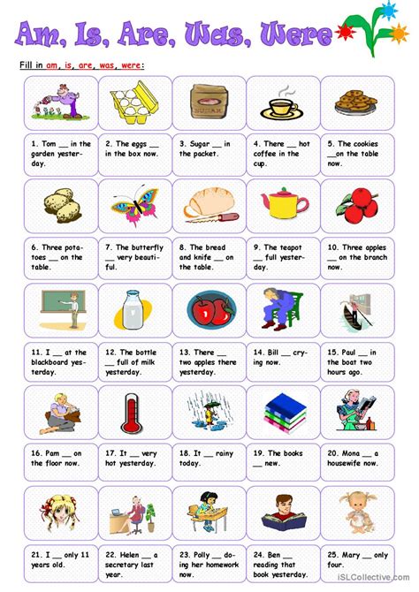 Am Is Are Was Were English ESL Worksheets Pdf Doc