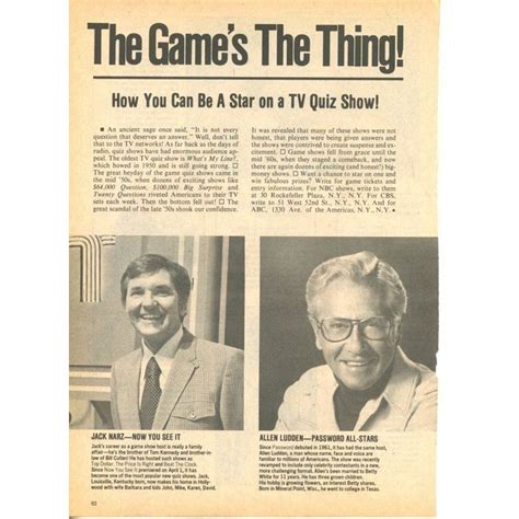 Allen Ludden Jack Narz Page Original Clipping Magazine Photo X