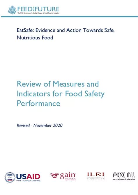 Review Of Measures And Indicators For Food Safety Performance