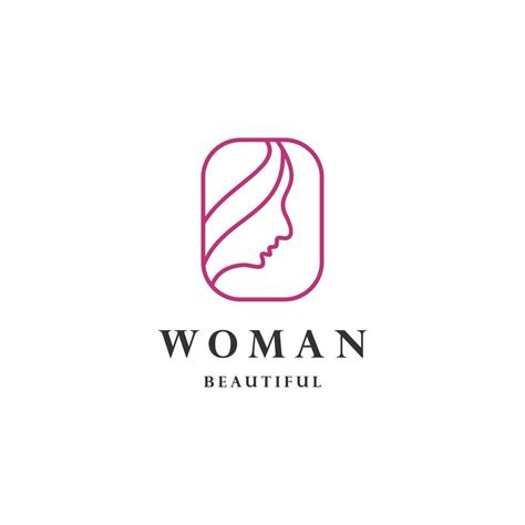 Beautiful Womans Face Logo Design Template Hair Girls Symbol For