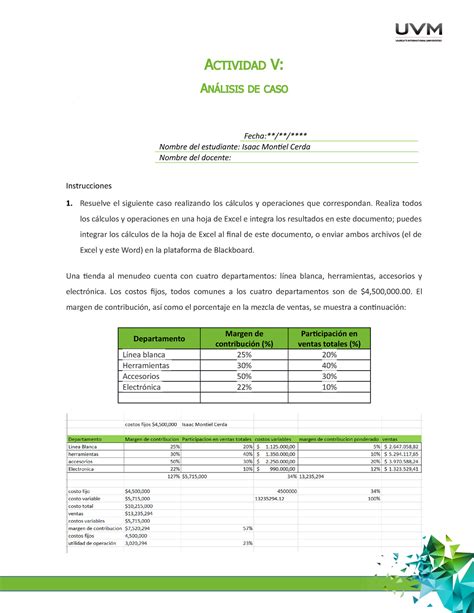 Act Conta Actividad V An Lisis De Caso Fecha Nombre Del