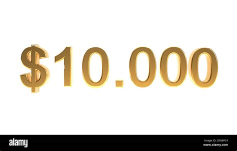 Ten Thousand Dollars With Gold Texture And D Number Symbol Stock Photo