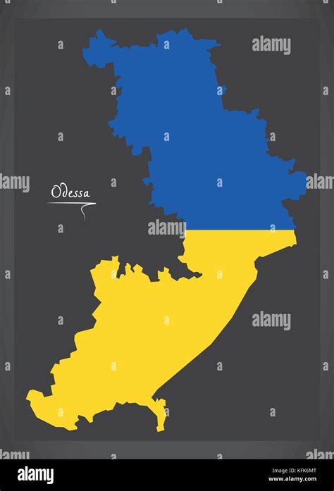 Mapa De Odessa De Ucrania Con La Bandera Nacional De Ucrania La