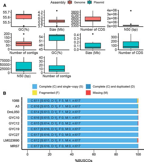 Quality Assembly Metrics Of A Genomes And Plasmids And B Comparison Of