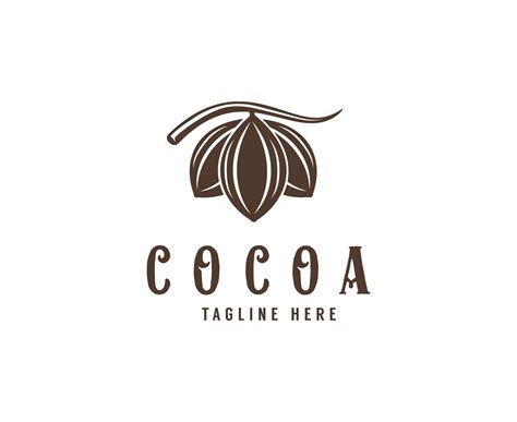 Vintage Cocoa Branch Logo Cocoa Bean Cocoa Plant Logo Icon Vector