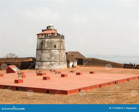 Fort Aguada and Its Lighthouse Stock Photo - Image of famous, fort: 111028618