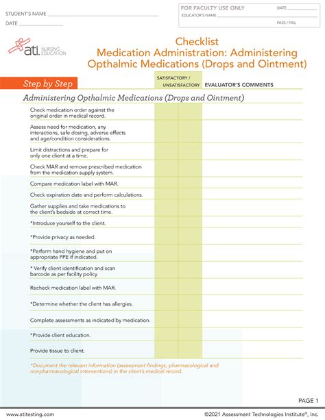 Ati Medication Administration Administering Ophthalmic Medications