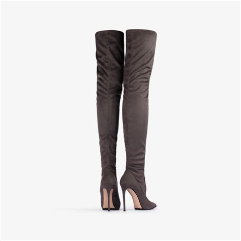 Urban Grey Stretch Vegan Suede Over The Knee Boot Le Silla