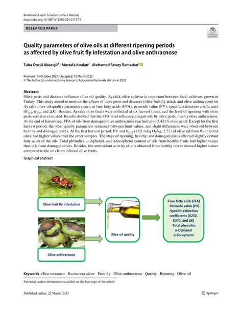 Pdf Quality Parameters Of Olive Oils At Different Ripening Periods As