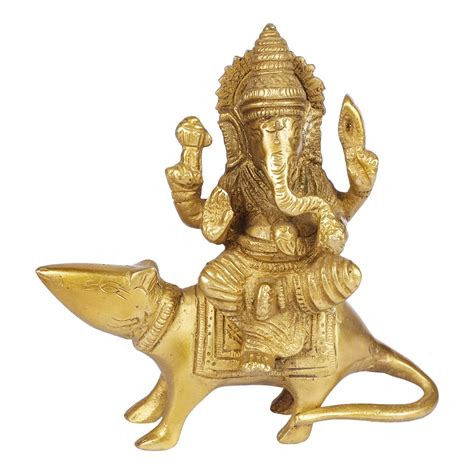 Buy Kartique Brass Ganesh Bhagwan Sitting On Mooshak Sawari Mangalkari