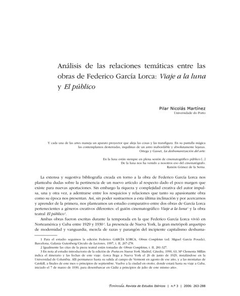 An Lisis De Las Relaciones Tem Ticas Entre Las Obras De Federico