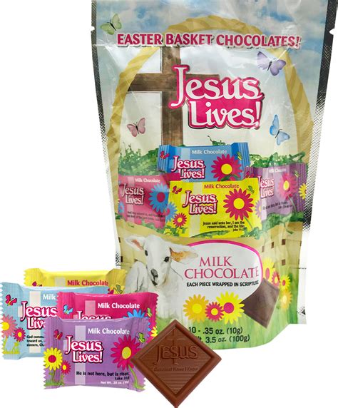 Jesus Lives Spring And Easter Milk Chocolate Stand Up Pouch 10 Pieces Scripture Candy