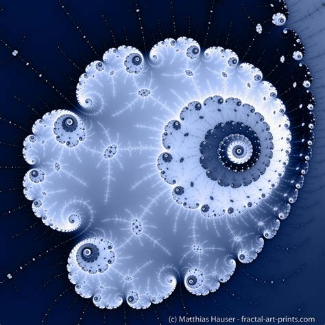 Blue Colored Fractal Spiral Fractal Art Prints