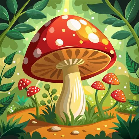 Premium Vector Mushroom Cartoon Vector Illustration Flat Style