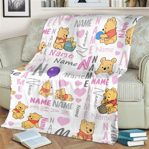 Winnie The Pooh Sherpa Blanket, Personalized Winnie Pooh Fleece Blanket ...