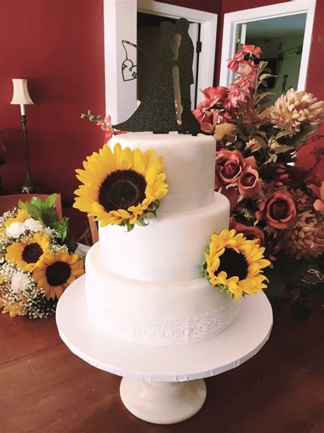 Simple Sunflower Wedding Cake By Amy Hart