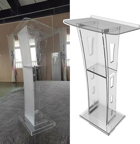 Acrylic Standing Lectern Podiums Clear Large Storage Space Pulpit Podium Stands Heavy Duty