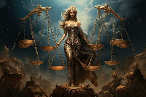 Lady Justice With Scales Of Justice 3d Illustration Vintage Style