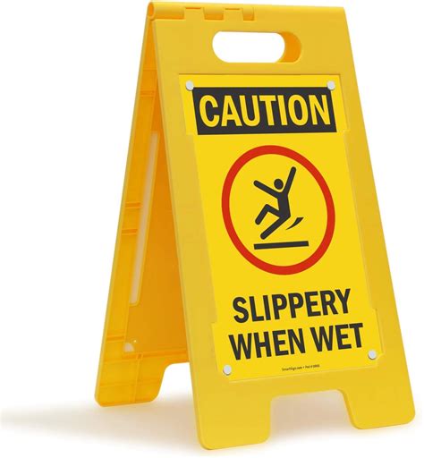 Caution Slippery When Wet Folding Floor Sign By SmartSign 25 X