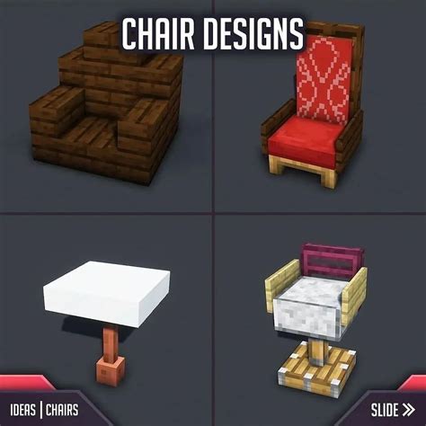 Best Build Minecraft On Instagram Chair Designs 🪑 Credit Gamabuild