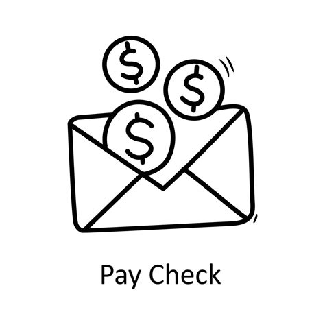 Pay Check vector outline Icon Design illustration. Business Symbol on ...