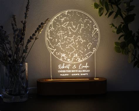 Star Map On Night Light Personalized Constellation Map Custom Night Sky