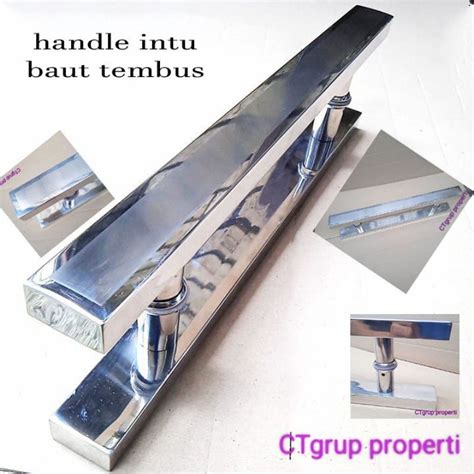 Jual Handle Pintu Rumah Baut Tembus Panjang 60 Cm 45 Cm Warna Satin