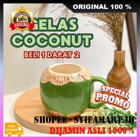 Jual Gelas Coconut Gelas Unik Bentuk Kelapa Beli Gratis Mug Unik