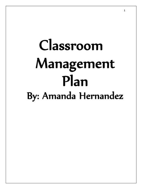 Classroom Management Plan Pdf Classroom Classroom Management