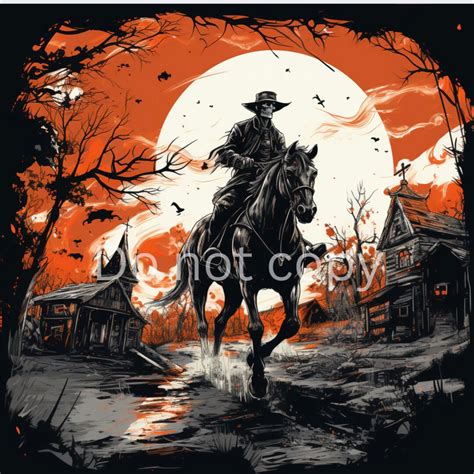 Halloween Skeleton Riding Horse Instant Digital Download - Etsy