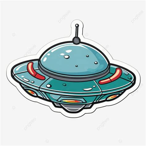 Sticker Of A Cartoon Flying Saucer Sticker Cartoon Flying Png