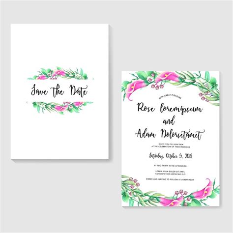 Premium Vector Wedding Invitation With Flower Floral Watercolor