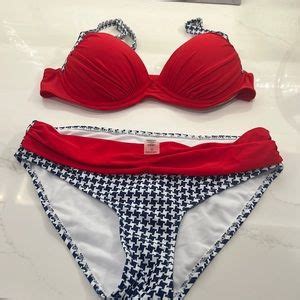 No Brand Swim No Brand Red White Blue Bikini Padded Top Padding