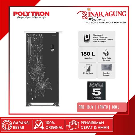 POLYTRON PRD18JY PRD 18JY KULKAS 1 PINTU BELEZZA 180 LITER GARANSI